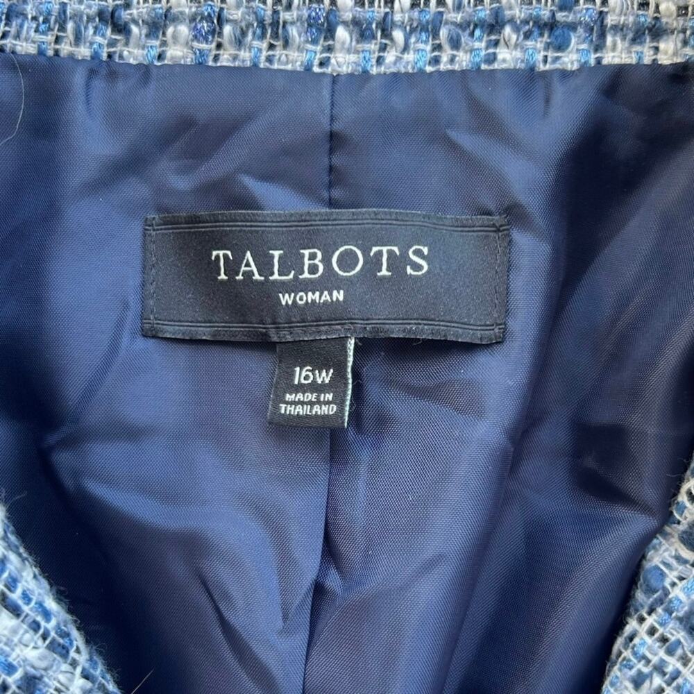 Talbots Tweed Blazer Jacket Women's Size 16 Blue White Bouclé Classic Preppy - Picture 13 of 13